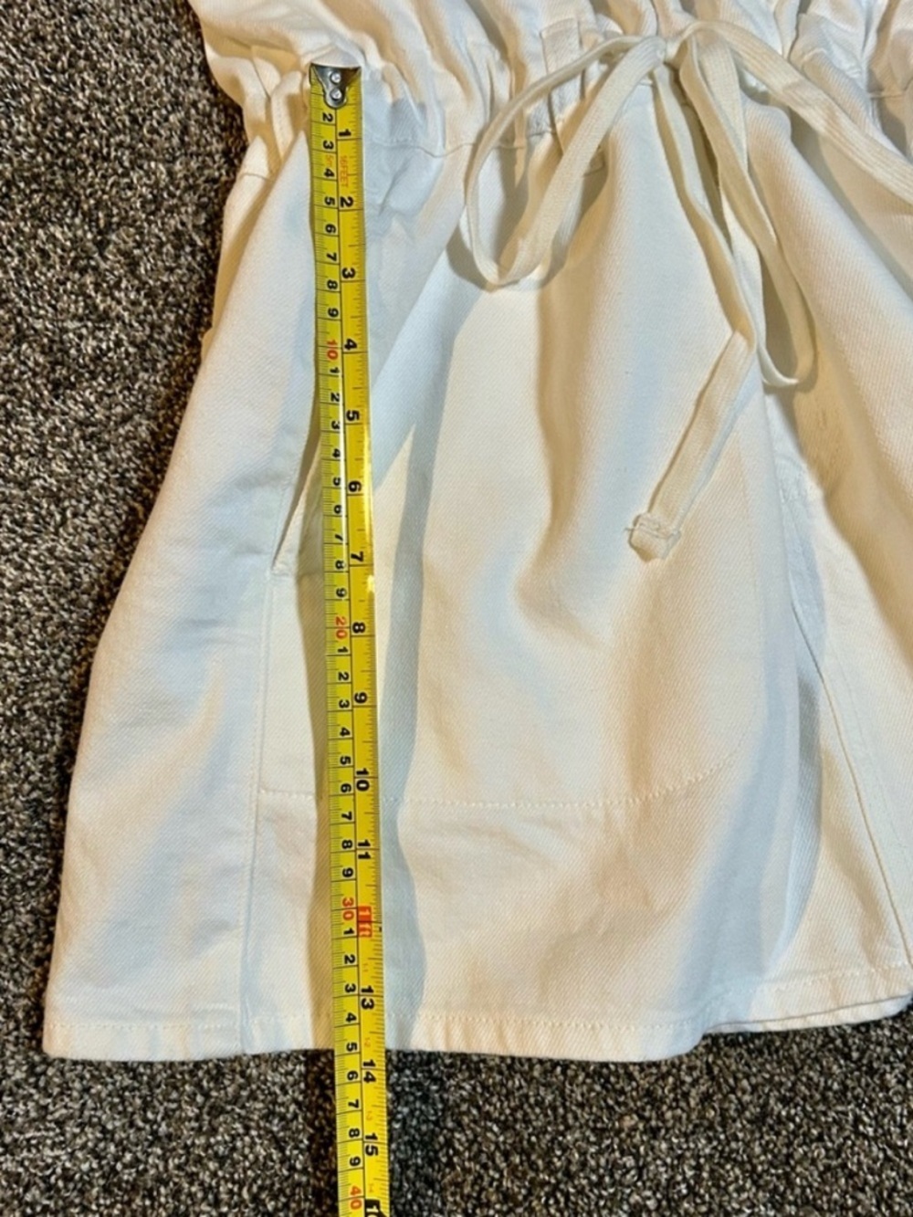 NWT- medium universal threads white denim Y2K drawstring waist mini dress - Picture 9 of 10